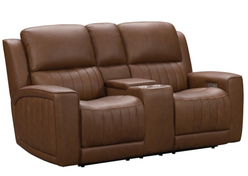 Transitional Power Reclining Loveseat with Storage Console