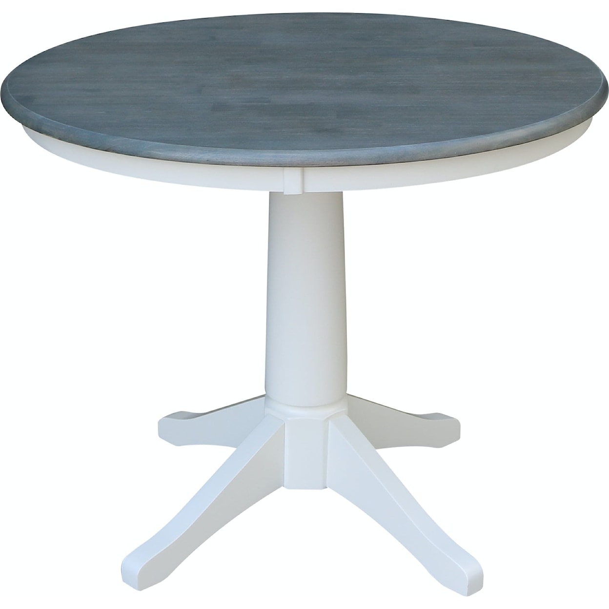 John Thomas Dining Essentials 36'' Pedestal Table in Heather Gray / White