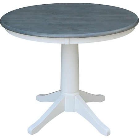 36'' Pedestal Table in Heather Gray / White
