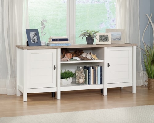 Farmhouse TV Credenza with Adjustable Shelves