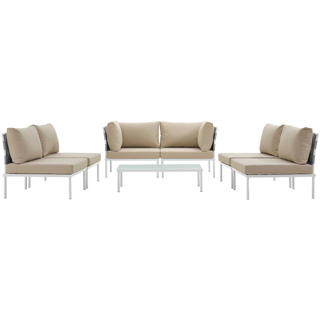 Modway Harmony Outdoor 7 Piece Sectional Sofa Set