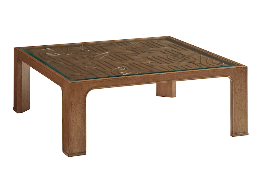 Palm Desert Redford Square Rattan Cocktail Table by Tommy Bahama Home at Baer's Furniture