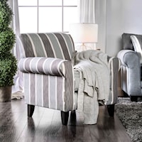 Transitional Stripe Chair with Rolled Arms