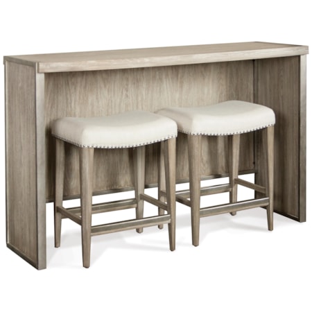 Sofa Table with Backless Upholstered Stools