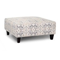 Casual Square Cocktail Ottoman with Tapered Legs