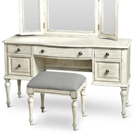 HIGH POINT WHITE VANITY DESK |