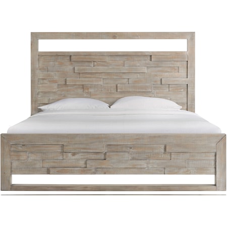 Contemporary King Low Profile Bed with Panel Headboard