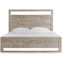 Contemporary Rustic King Low Profile Bed with Panel Headboard