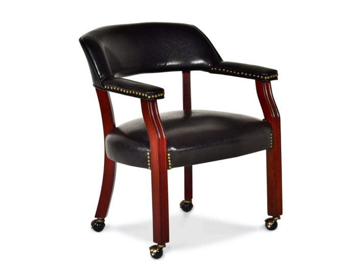 Steve Silver Tournament TU500AN Transitional Arm Chair with Casters Navy Lynn s Furniture Mattress Chair Dining Arm Chairs