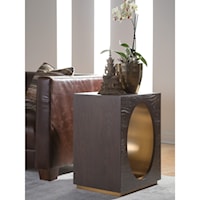 Modern Rectangular End Table with Antique Brass Accent