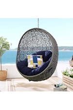 Modway Hide Coastal Outdoor Patio Sunbrella® Swing Chair With Stand - Grey/Navy