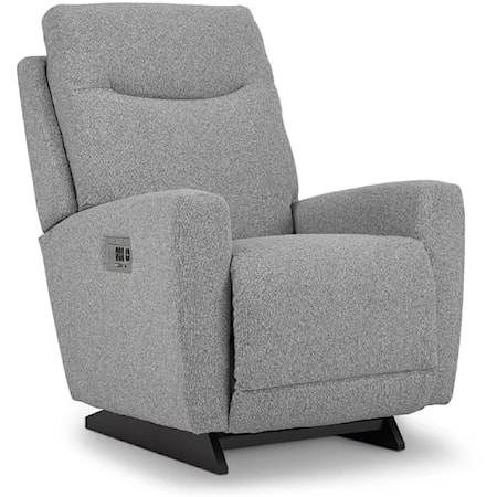 Casual Upholstered Power Rocking Recliner with Power Headrest