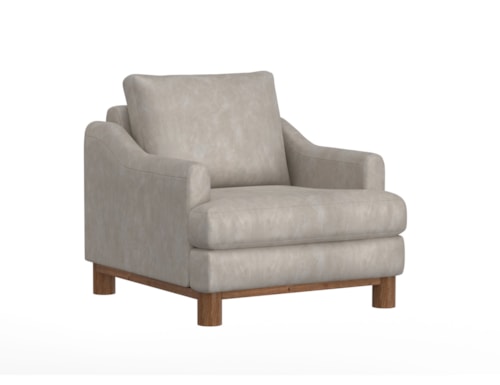 Transitional Accent Chair with Exposed Wood Legs