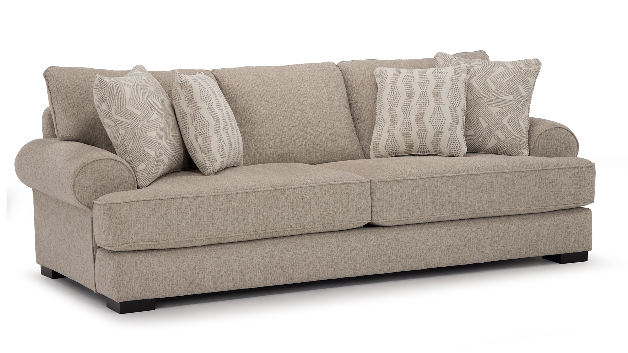 Rolled-Arm Sofa w/Throw Pillows