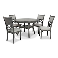 Transitional 5-Piece Dining Set with 47" Round Table