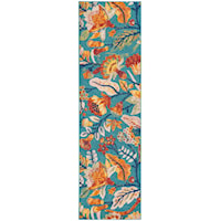 2'3" x 7'6" Turquoise Multicolor Runner Rug