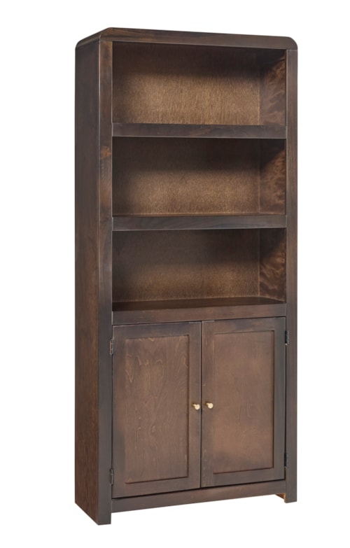 Contemporary 3-Shelf 74" Bookcase with 2-Doors
