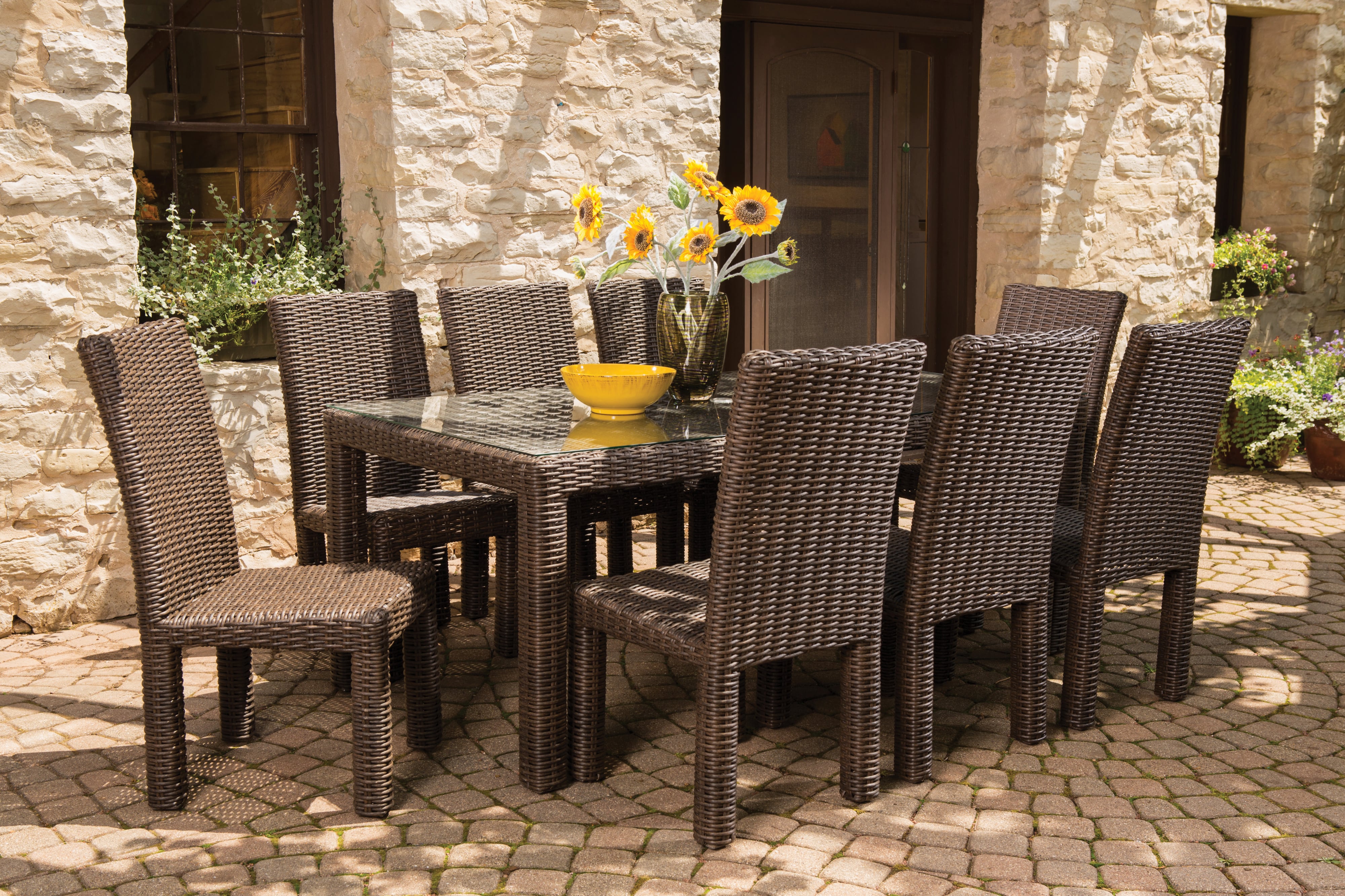 Lloyd Flanders Mesa 72" Rectangular Dining Table w/Umbrella Hole