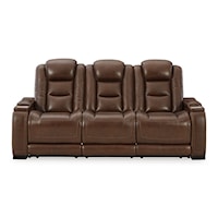 Contemporary Power Reclining Sofa with Adjustable Headrest and Lumbar Support