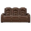 Signature Design by Ashley The Man-Den Power Reclining Sofa with Adj Headrests