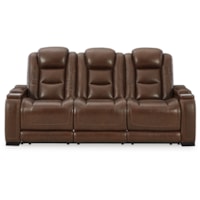 Contemporary Power Reclining Sofa with Adjustable Headrest and Lumbar Support