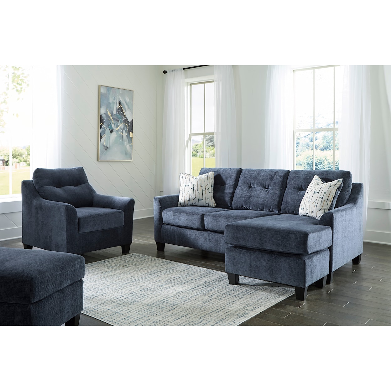 Ashley Furniture Benchcraft Amity Bay Sofa Chaise, Chair, and Ottoman