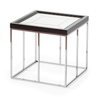 Glam Square Side Table with Mirrored Top