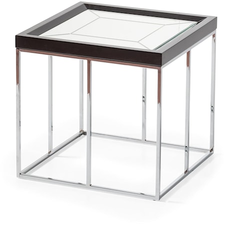 Glam Square Side Table with Mirrored Top