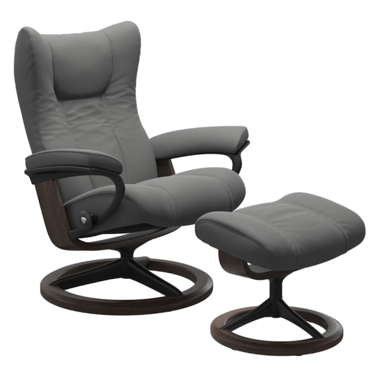 Stressless by Ekornes Wing Medium Chair & Ottoman with Signature Base