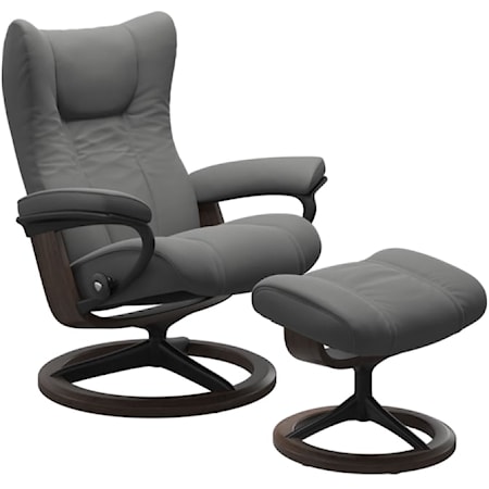 Medium Chair & Ottoman with Signature Base