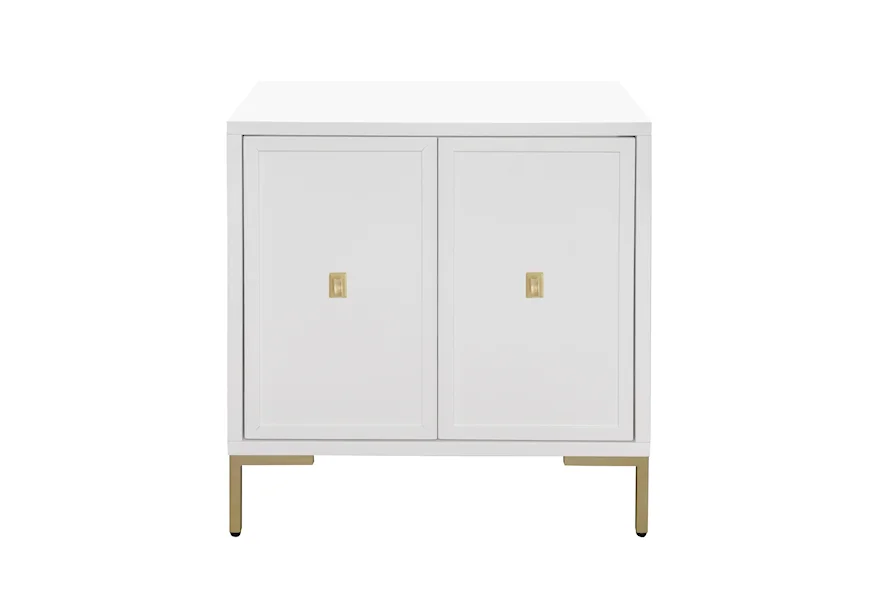 Accents White and Gold Two Door Accent Chest by Accentrics Home at Corner Furniture