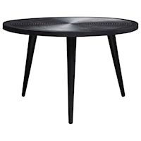 Contemporary Round Cocktail Table with Hand Carved Top and Metal Legs