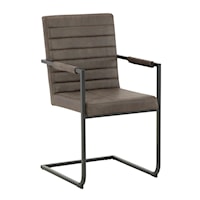 Gray Faux Leather Dining Arm Chair with Cantilever Base