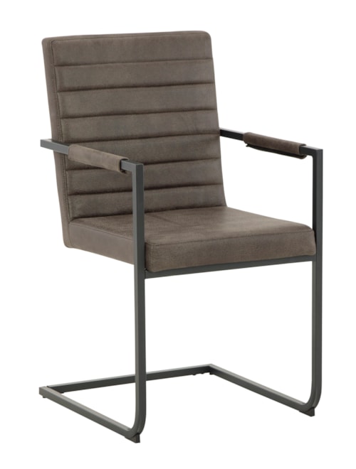 Gray Faux Leather Dining Arm Chair with Cantilever Base