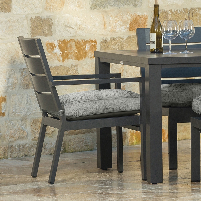 Modern Aluminum Dining Arm Chair w/Cushion
