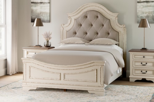 Queen Upholstered Panel Bed And 2 Nightstands