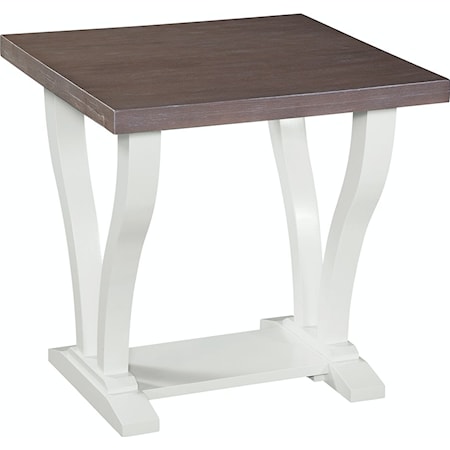 Farmhouse Square End Table with Trestle Base