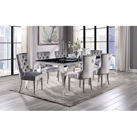 7-Piece Dining Set with Gray Chairs