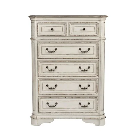 Relaxed Vintage 5-Drawer Chest with Felt Lined Top Drawers