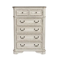 Relaxed Vintage 5-Drawer Chest with Felt Lined Top Drawers