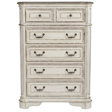 Relaxed Vintage 5-Drawer Chest with Felt Lined Top Drawers