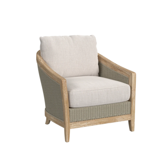 Coastal Outdoor Club Chair with Wood Trim