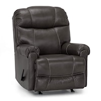 Casual Leather Manual Swivel Rocker Recliner with Rolled Pillow Arms