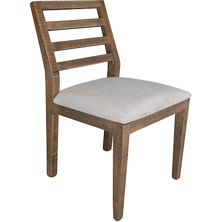 Rustic Solid Wood Chair with Upholstered Seat