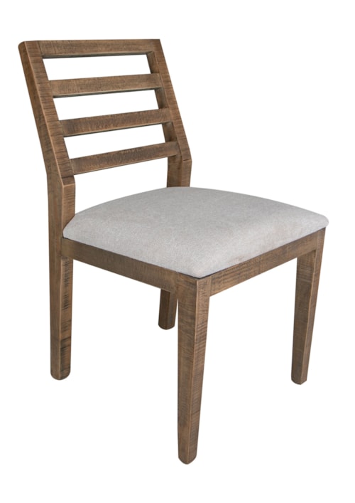 Rustic Solid Wood Chair with Upholstered Seat