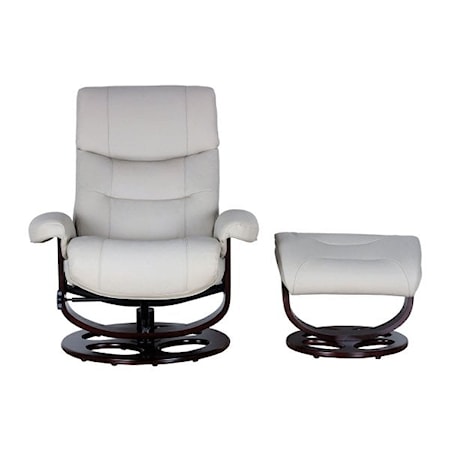 Pedestal Swivel Recliner and Ottoman