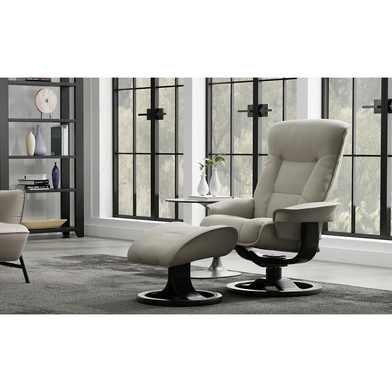 Fjords by Hjellegjerde Classic Comfort Collection Bergen R Small Manual Recliner W/ Footstool