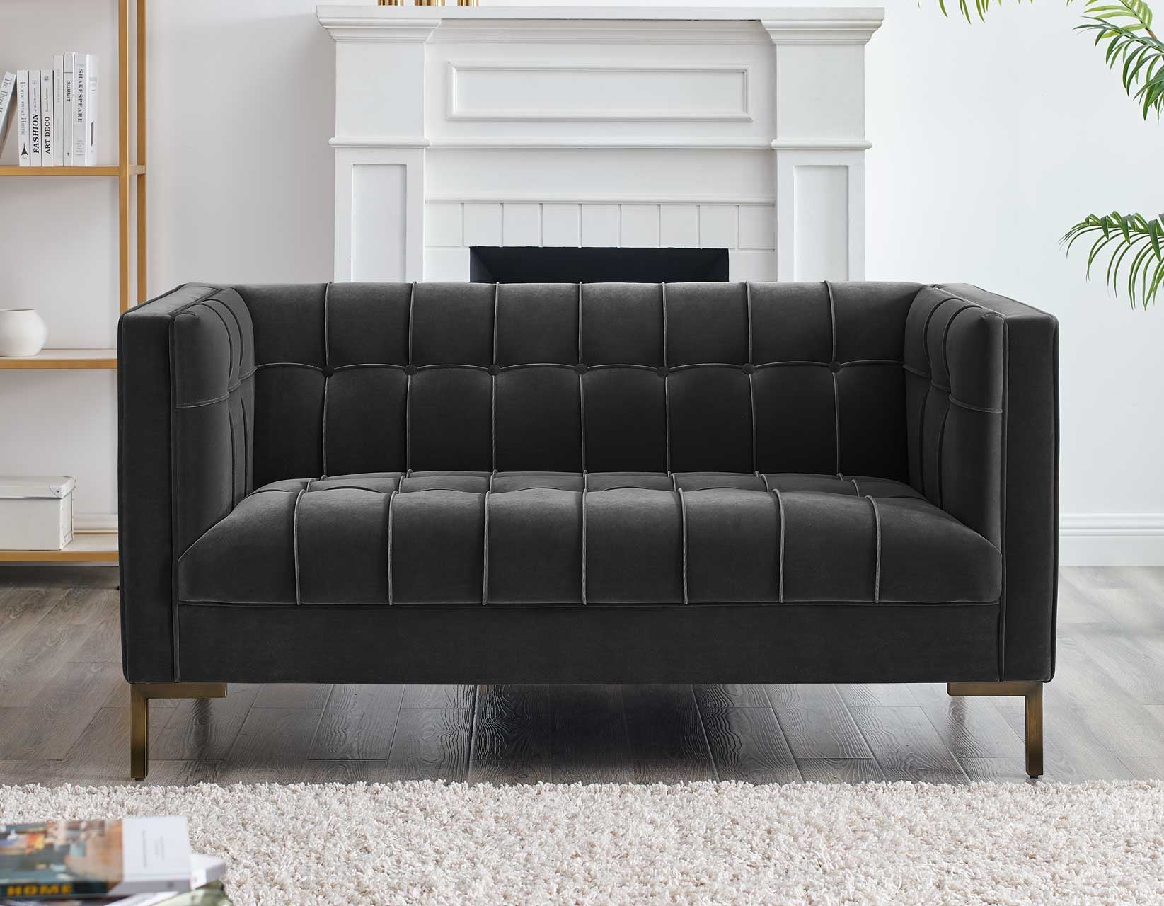 Gray Velvet Loveseat