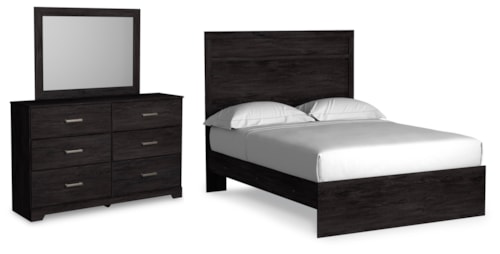 Full Panel Bed, Dresser And Mirror