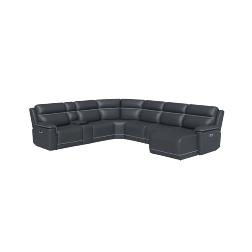Casual 7-Piece Power Reclining Sectional Sofa with Right Facing Chaise